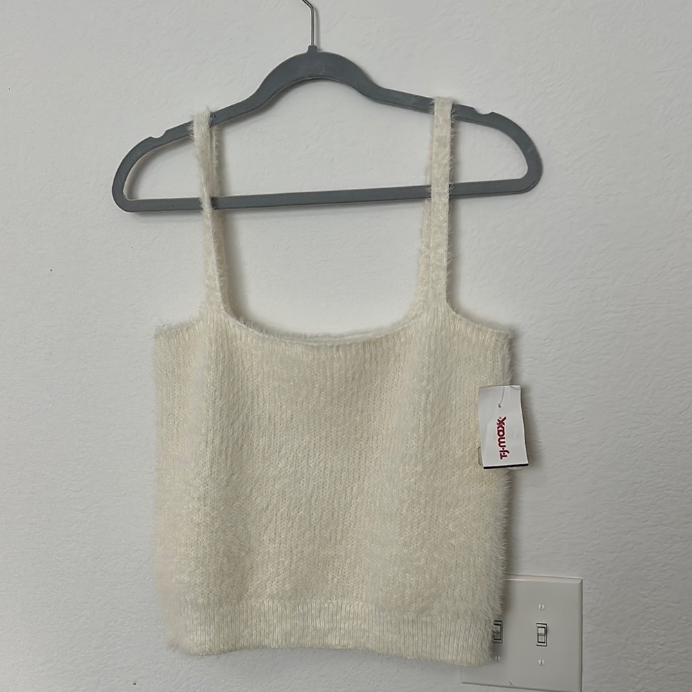 Cream Boxy Crop Tank Top